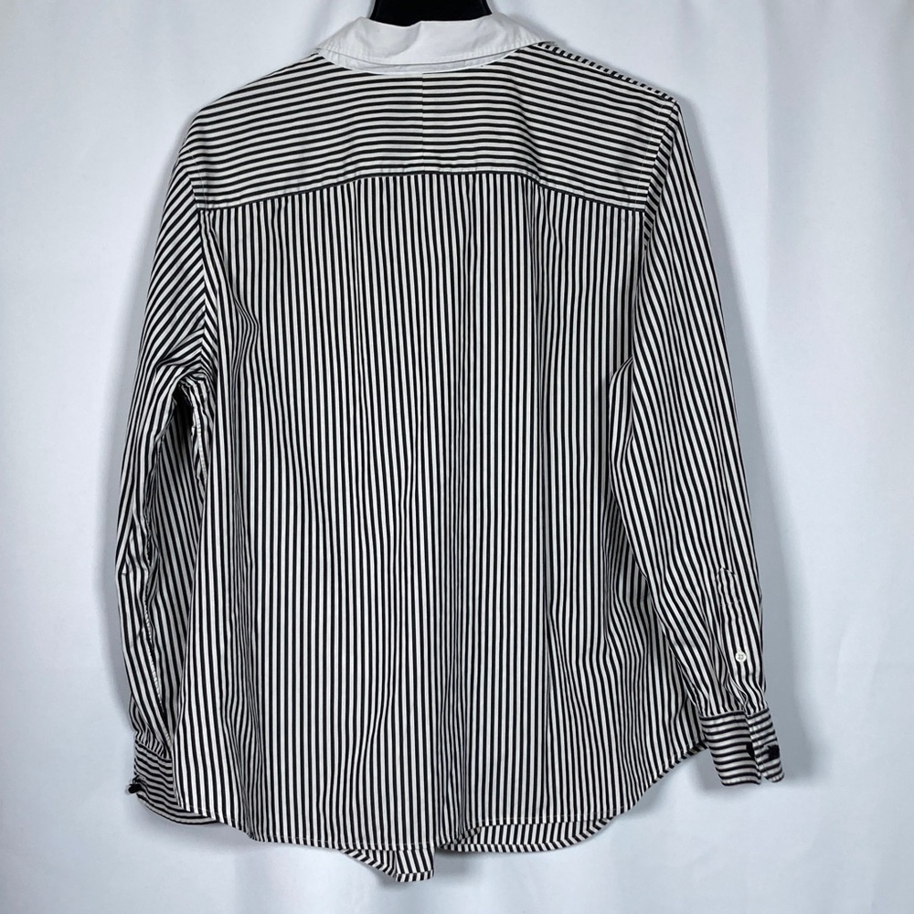 Vintage Lauren Ralph Lauren Striped "Banker" Shirt – Black & White Sz 1x - Picture 10 of 15